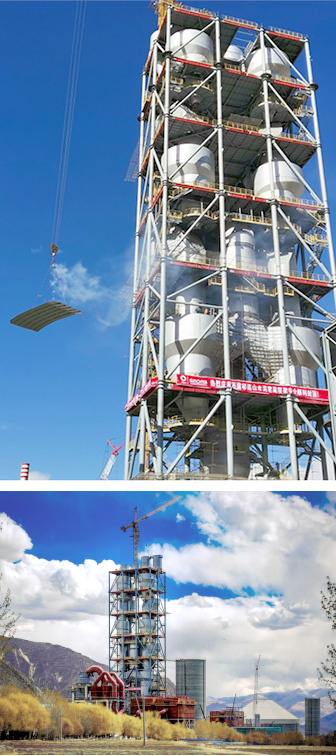 Successful Capping of Preheater for 1.2 MTY Clinker Cement Production Line of Tibetan Sinoma Qilianshan Cement Company
